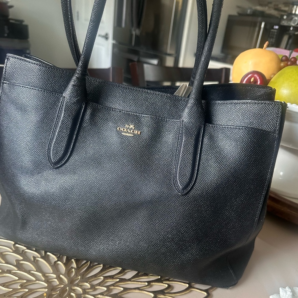 Coach Black Textured Leather Tote